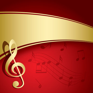 red background with gold decorations - vector music flyer