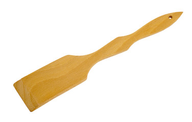 wooden spatula for kitchen utensils on white background