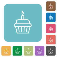 Birthday cupcake rounded square flat icons