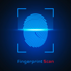 Finger-print Scanning Identification System. Biometric Authorization and Business Security Concept. Vector illustration