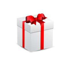 white gift box with red bow vector
