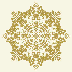 Elegant vector round golden ornament in classic style. Abstract traditional pattern with oriental elements. Classic vintage pattern