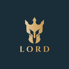 Lord logo. Warrior helmet logotype.