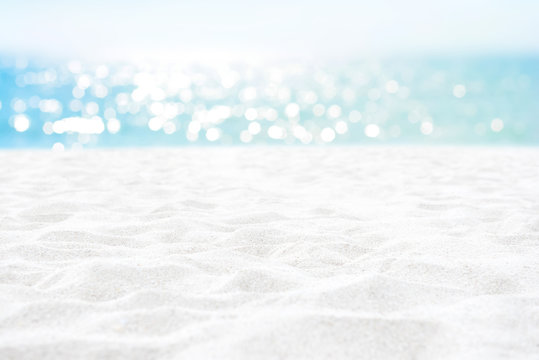Clean white sand texture at summer beach for background