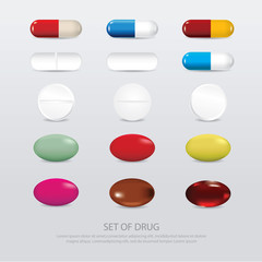 Set of Drug Realistic Vector Illustration