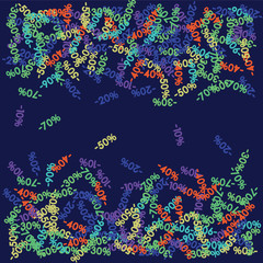 Sale Banner Confetti. Vector Falling Down -10, -20, -30, -40, -50, -70, 90 Banner or Sticker. Holidays Shopping Promotion Ads. Rebate Badge, Price Discount Hipster Sale Banner, Frame or Border