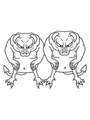2 freunde team paar hölle dämon teufel satan monster horror halloween böse ork troll comic cartoon clipart