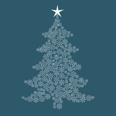 White Christmas tree on plain background