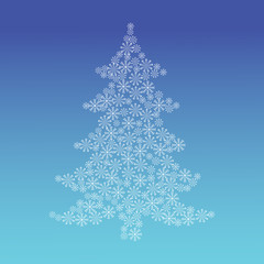 White Christmas tree on plain background