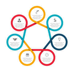 Business data visualization. Abstract felements of cycle diagram with 7 steps, options, parts or processes. Vector business template for presentation. Creative concept for infographic. Process chart.