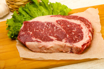 Rib eye raw steak