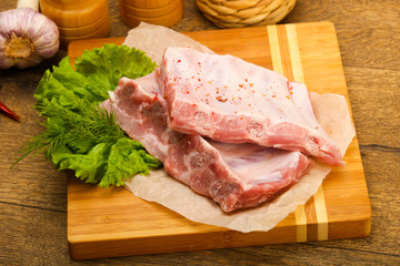 Raw pork ribs