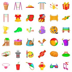 Holiday icons set, cartoon style