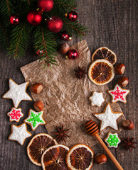 Christmas ginger and honey colorful cookies