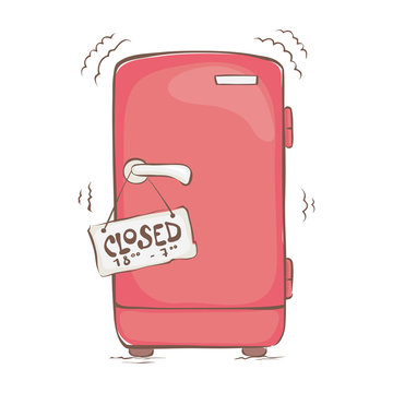 Fridge is closed until the morning / Funny vector illustration, diet and healthy eating
