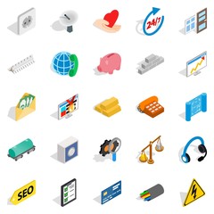 Trust icons set, isometric style