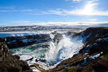 Waterfall Gullfoss in southwest Iceland, Europe.