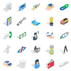 Profit icons set, isometric style