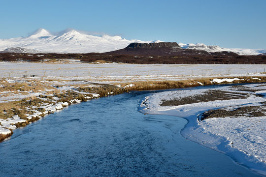 Icelandic landscape with Volcano crater Eldborg