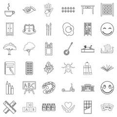 Childcare icons set, outline style