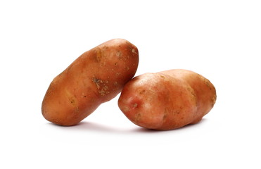 Fresh organic potatoes isolated on white background