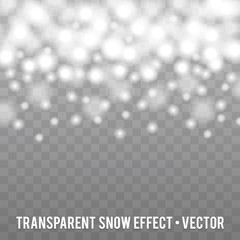 Realistic falling Snowflakes. Isolated on transparent Background.