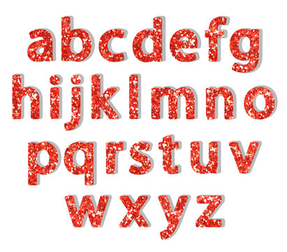 Luxury Festive Red Glitter Sparkling Alphabet Letters