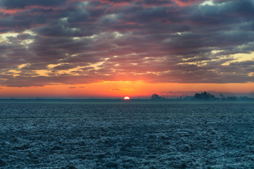 Sunrise in the winter morning