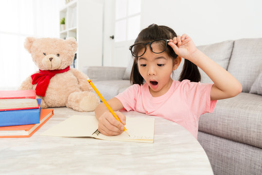 girl kid children writing personal school homework