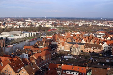 Naklejka premium Panoramablick auf Lübeck.