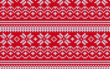knitted banner seamless pattern with beautiful snowflakes
