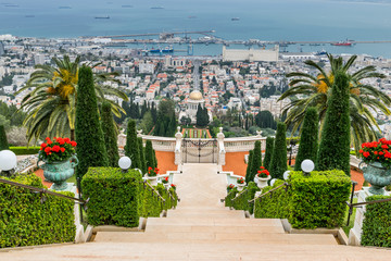 Bahai gardens - landscape with sea