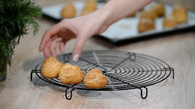 Put the profiteroles on a rack to cool