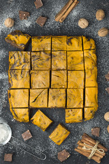 Brownie with pumpkin and chocolate