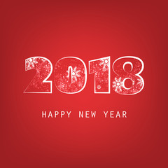      Simple White And Red New Year Card, Cover or Background Design Template - 2018