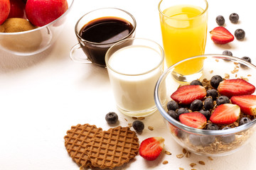 Delicious breakfast on table