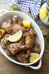 Chicken baked with lemon, oregano and sumac