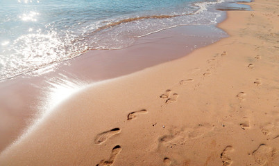 Foot prints on a beach