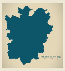Modern Map - Braunschweig city of Germany DE