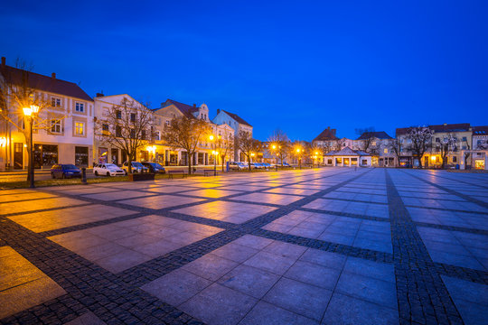 Old town square in Chelmno at dusk, Poland