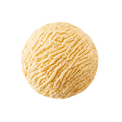 Peach ice cream scoop, orange apricot sorbet ice-cream ball