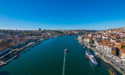 Panoramic view of colorful traditional houses of Porto, Portugal, Iberian Peninsula, Europe