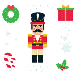 cartoon cute nutcracker christmas illustration vector