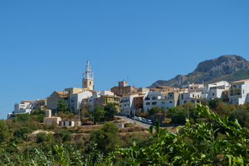 The church and old town of Parcent, Alicante Province, Spain.