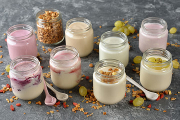Various natural yogurts