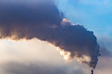 Industrial smoke from the plant pollutes the air
