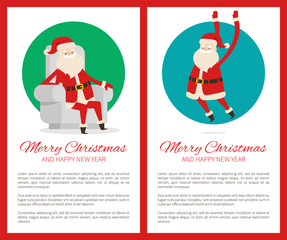 Merry Christmas Poster, Text Vector Illustration