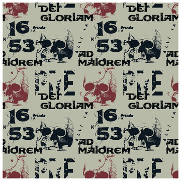 Ad Maiorem Dei Gloriam To The Greater Glory Of God - In Latin Language Seamless Pattern For Web, Textile And Print.