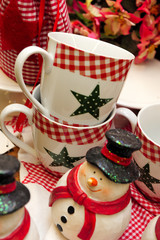 snowmen, figurines, happy, Christmas tree, pappy, human, holidays, baubles, preparations, tuning, house, ornaments, interior,mood, Christmas, tree, table, decoration, beautiful, holy Santa, 