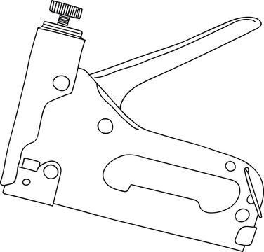 recommend clip art: Line Art Vector Illustration Handtool Staple and Nail Gun Coloring Page Icon Logo Label Template Element for Design Realistic Fine Details